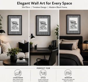 Framed 50x70cm Striped Wall Art | Cafe