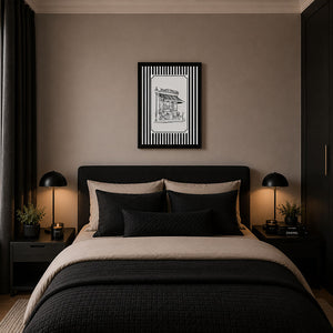 Framed 50x70cm Striped Wall Art | Cafe