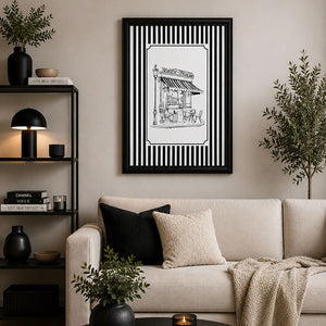 Framed 50x70cm Striped Wall Art | Cafe