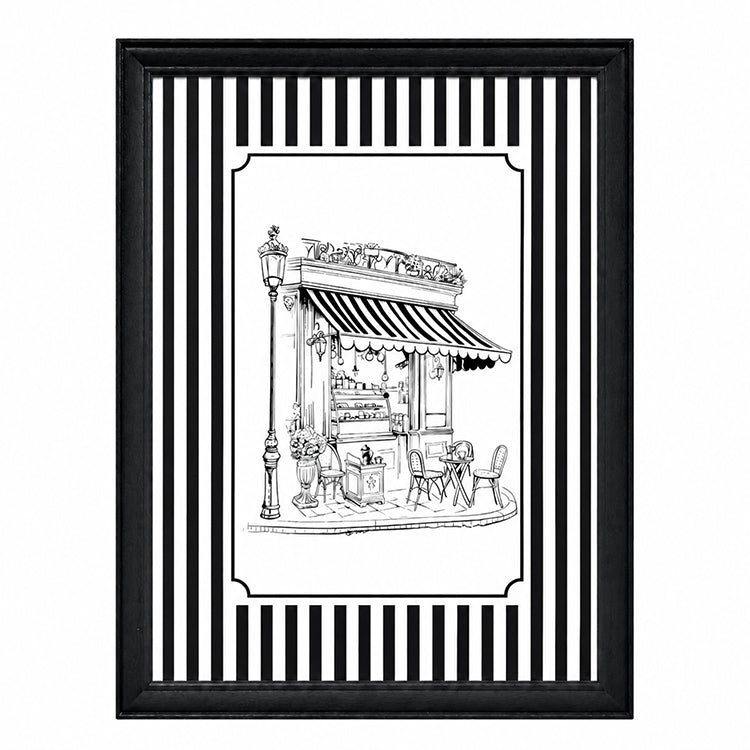 Framed 50x70cm Striped Wall Art | Cafe