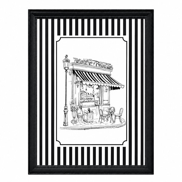 Framed 50x70cm Striped Wall Art | Cafe