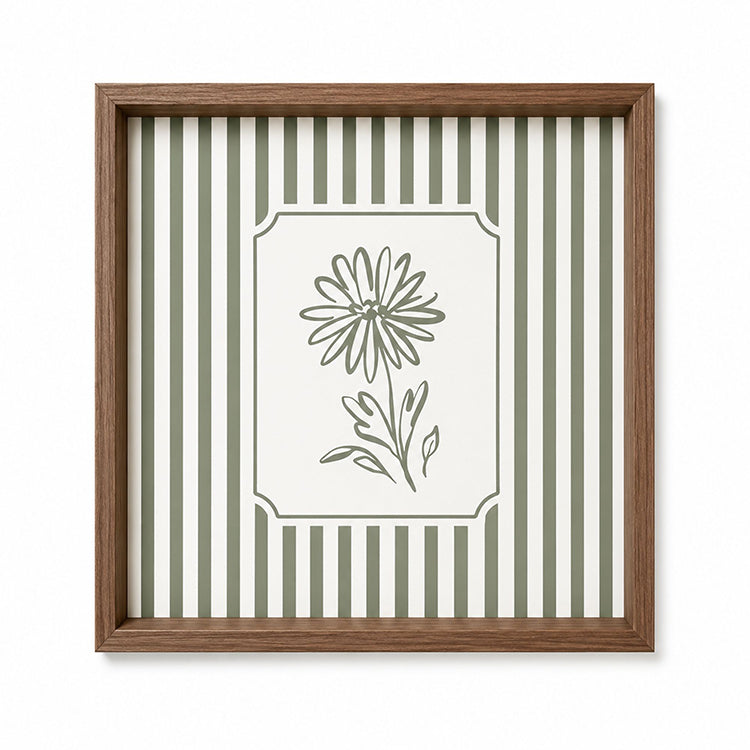 Framed 50x50cm Striped Wall Art | Single Flower
