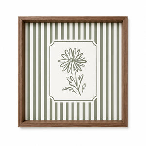 Framed 50x50cm Striped Wall Art | Single Flower