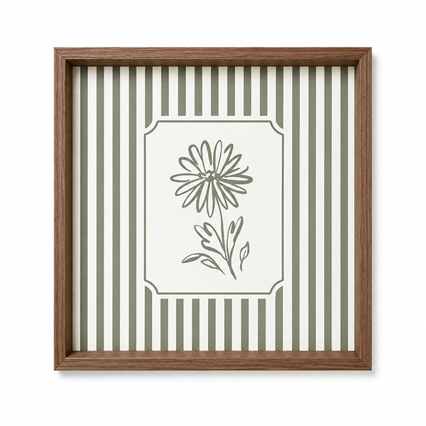 Framed 50x50cm Striped Wall Art | Single Flower