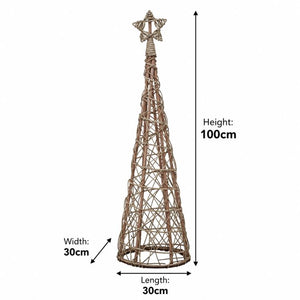 LED Wicker Christmas Tree With Star | Small Or Large