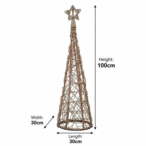 LED Wicker Christmas Tree With Star | Small Or Large