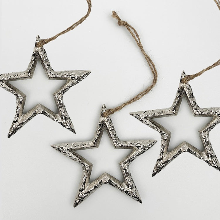 Hammered Metal Christmas Stars | Set of 3