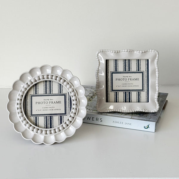 Scalloped Beaded Brocante Picture Frames | Set of two
