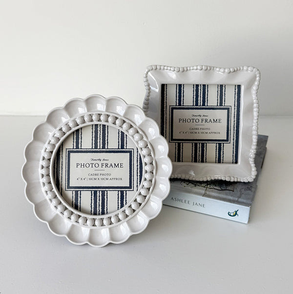 Scalloped Beaded Brocante Picture Frames | Set of two