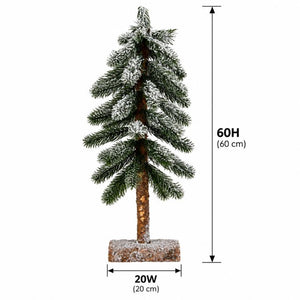 Medium Snowy Pine Tree On Wooden Stand | 60cm