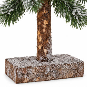 Medium Snowy Pine Tree On Wooden Stand | 60cm