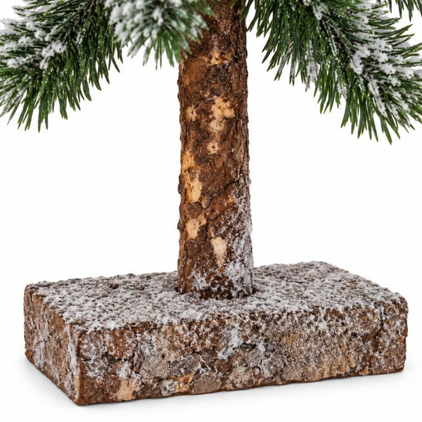 Medium Snowy Pine Tree On Wooden Stand | 60cm