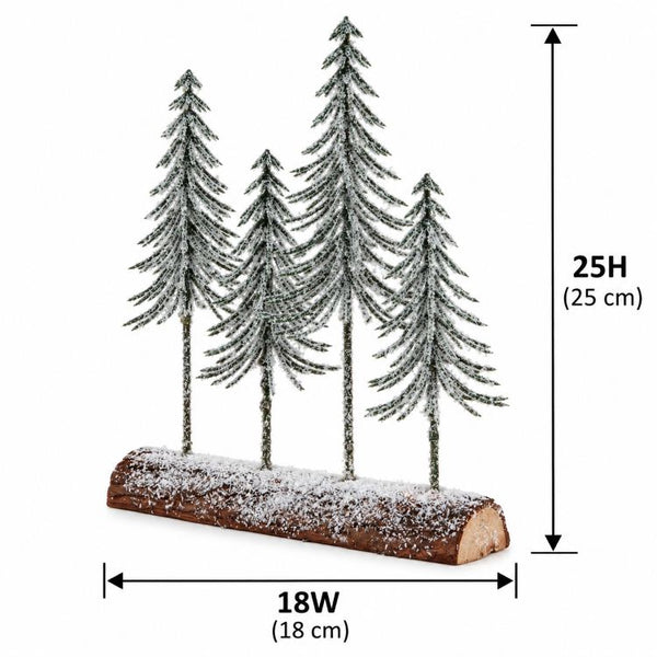 Small Snowy Spindle Tree Quad In Wood Log