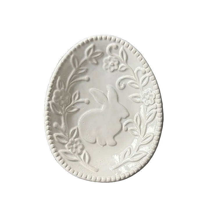 Embossed Bunny Dish | Easter Decor