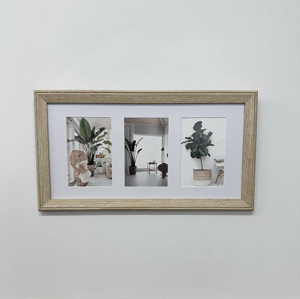 24x44cms Light Wood Effect Collage Frame | 3 Apertures