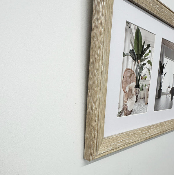 24x44cms Light Wood Effect Collage Frame | 3 Apertures