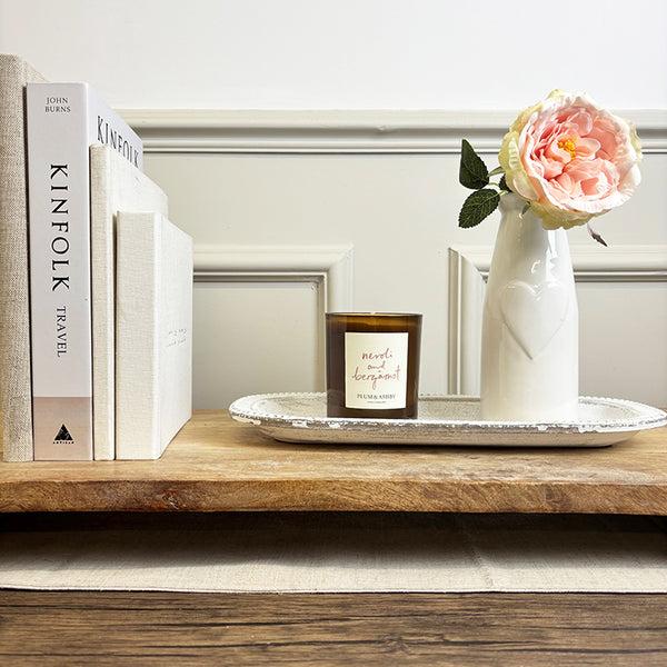 Ceramic Bottle Vase With Heart | White