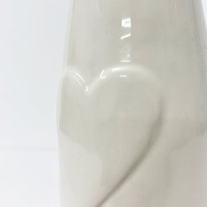 Ceramic Bottle Vase With Heart | White