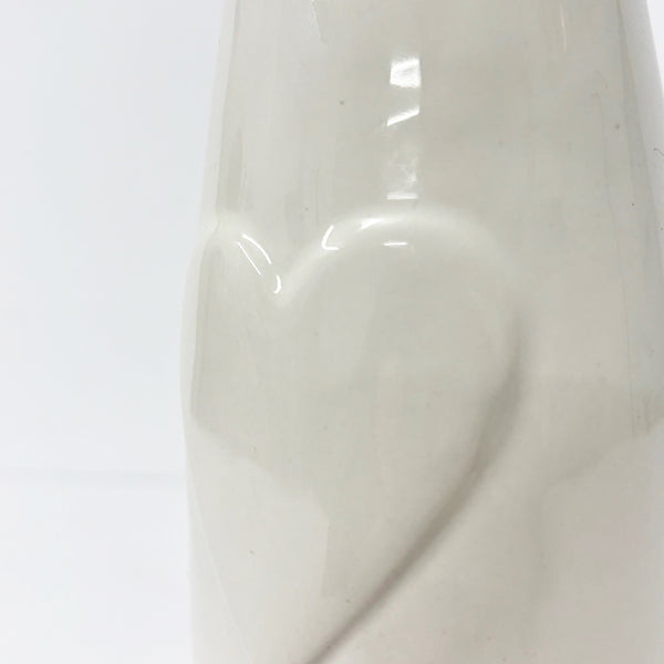 Ceramic Bottle Vase With Heart | White