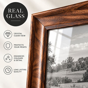 10x8 Walnut Effect Photo Frame With Glass | Weymouth