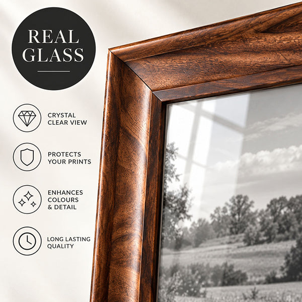 10x8 Walnut Effect Photo Frame With Glass | Weymouth