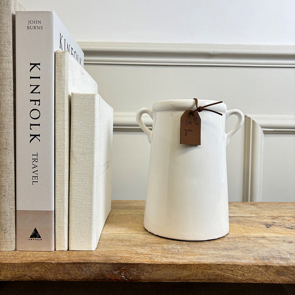 White Ceramic Milk Churn Vases | 2 Sizes Available
