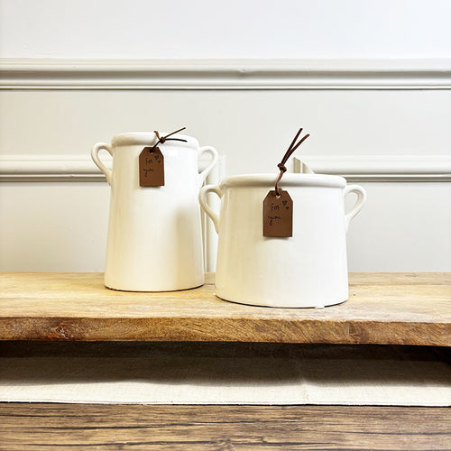 White Ceramic Milk Churn Vases | 2 Sizes Available