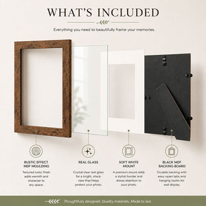 10x10" for 8x8" Windsor Photo Frame | Rustic