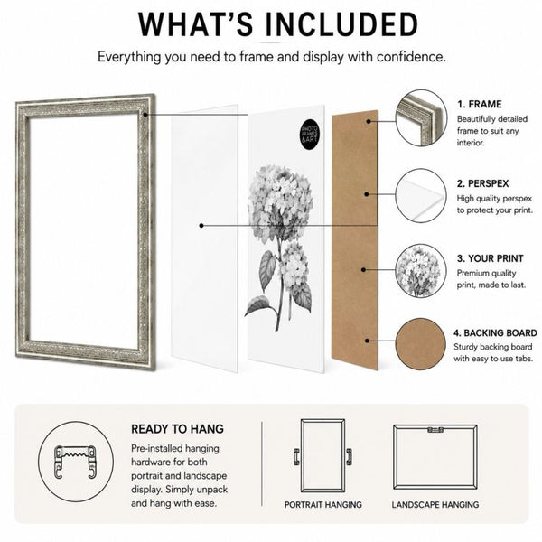 A2 Traditional Antique Style Photo Frame | Champagne Silver