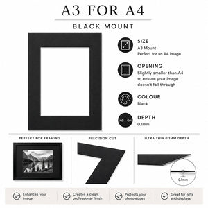 A3 mount for A4 print | Black