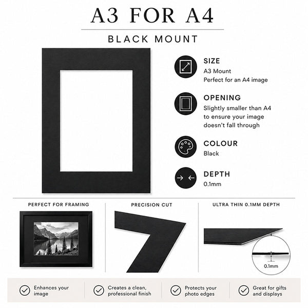 A3 mount for A4 print | Black