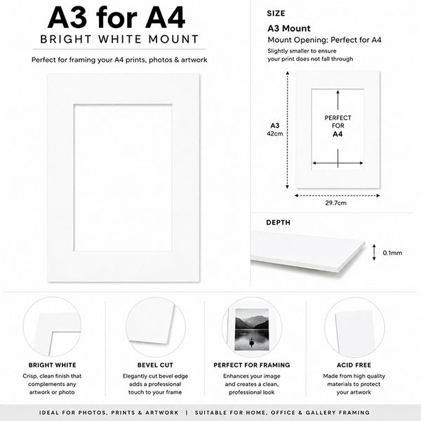A3 mount for A4 print | Bright White
