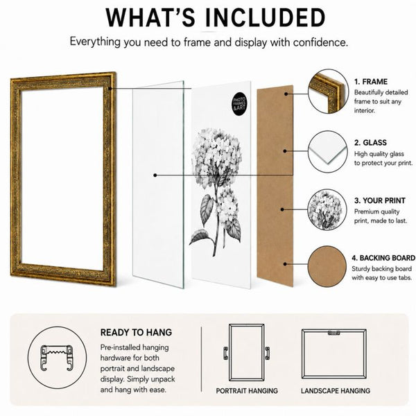 A3 Traditional Antique Style Photo Frame | Gold