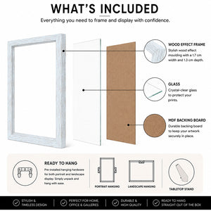 A4 Frame with Glass | DIstressed  Blue