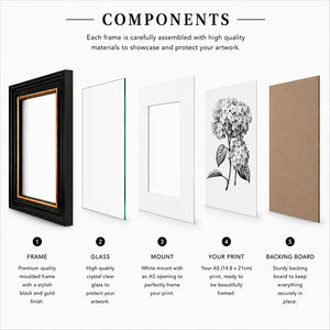A4 Shabby Chic Picture Frame With Mount | Vintage Black