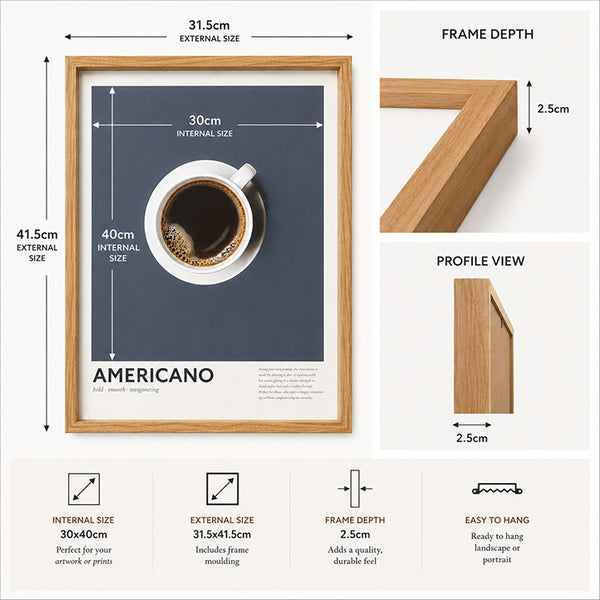 Framed 30x40cm Coffee Art | Americano