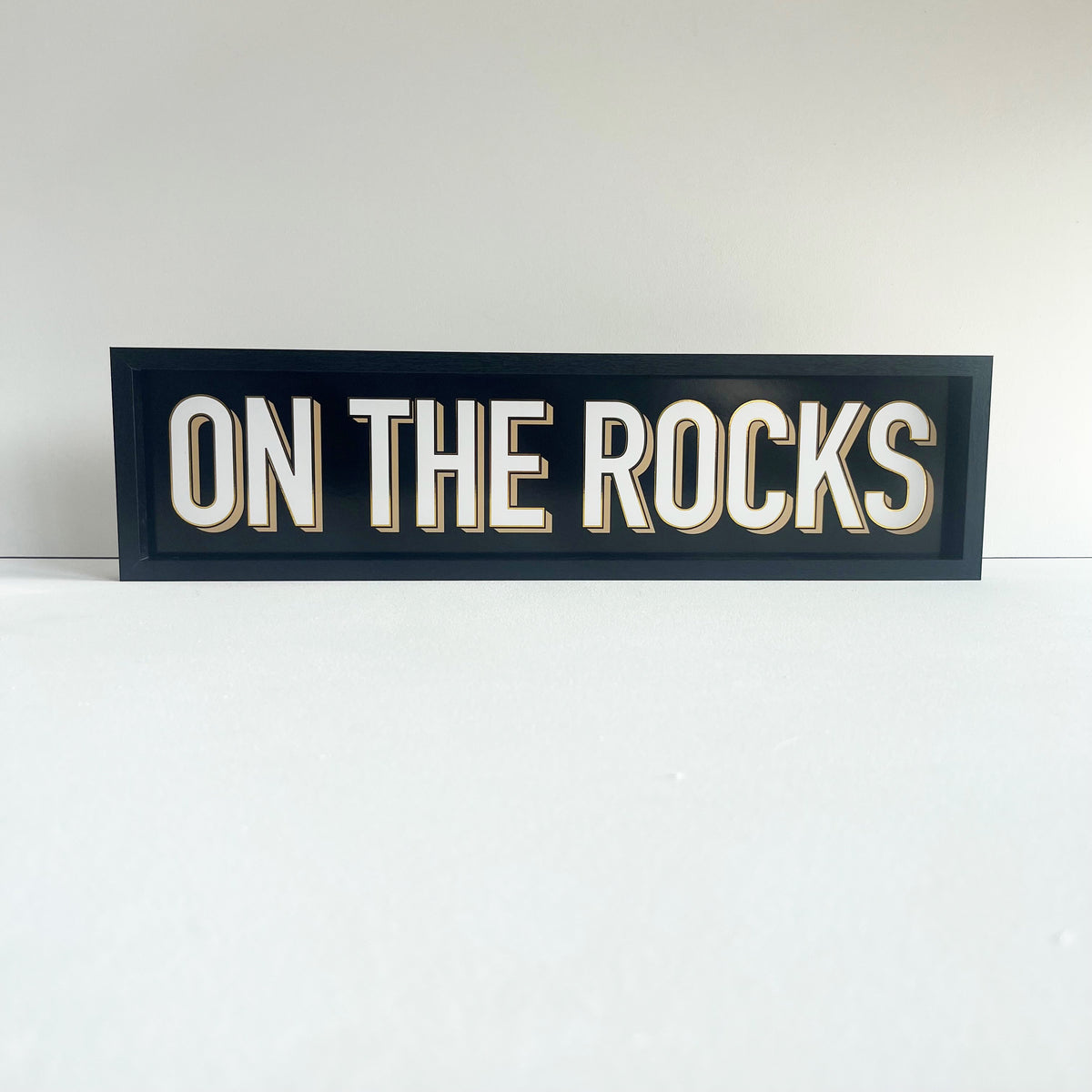 Black and Gold Typography Bar SIgn | On The Rocks – Photo Frames & Art