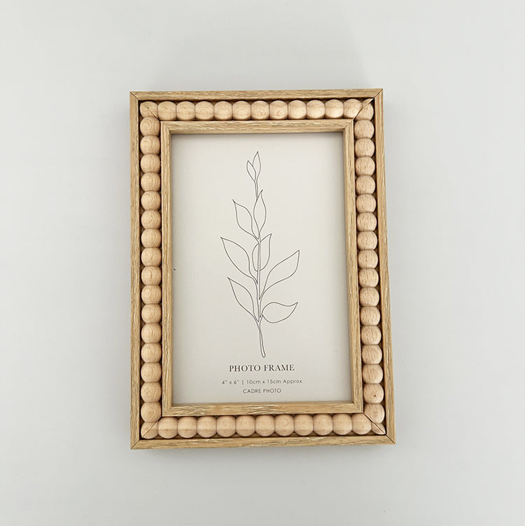 6x4" Beaded Photo Frame | Light Wood