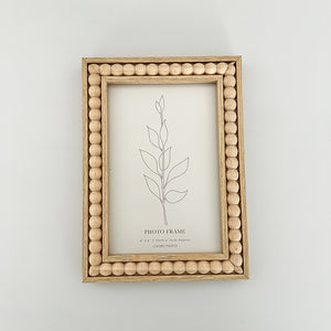 6x4" Beaded Photo Frame | Light Wood