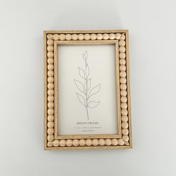 6x4" Beaded Photo Frame | Light Wood
