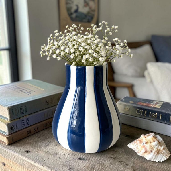 Blue Stripe Vase | 14cms