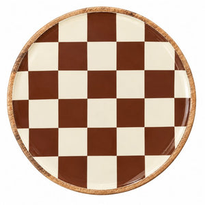 Geo Enamel Mango Wood Plate 35 cm | Choice of 3 colours