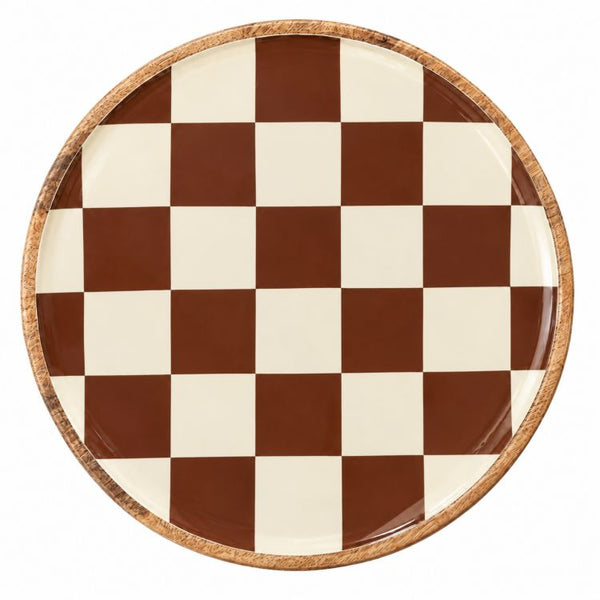 Geo Enamel Mango Wood Plate 35 cm | Choice of 3 colours