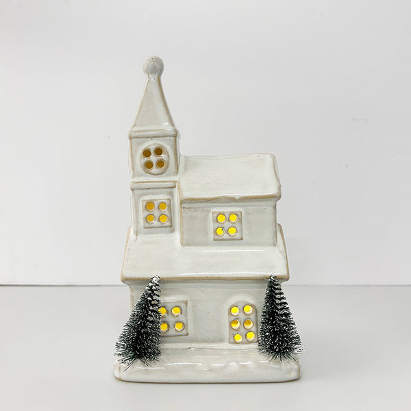 Ceramic Christmas Church | LED