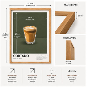 Framed 30x40cm Coffee Art | Cortado