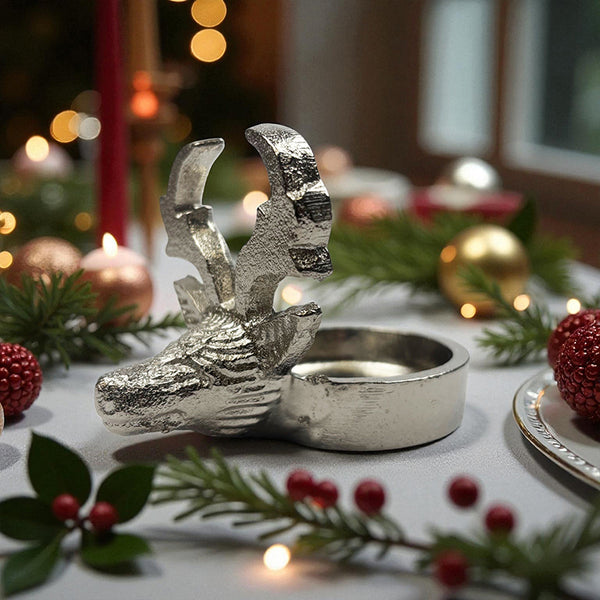 Minimalist Decor Reindeer Tealight Holder | Silver Metal