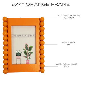Beaded Orange Photo Frame | 6x4"