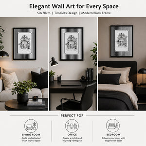 Framed 50x70cm Striped Wall Art | Cafe Front