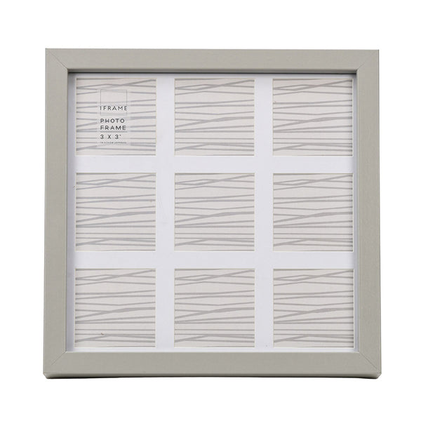 Grey Collage Frame | 9 3x3" Apertures