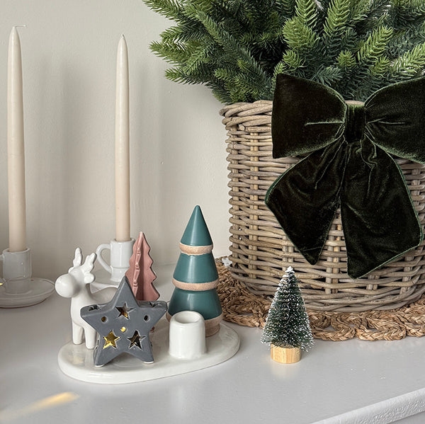 Woodland Candle Tray With LED Star